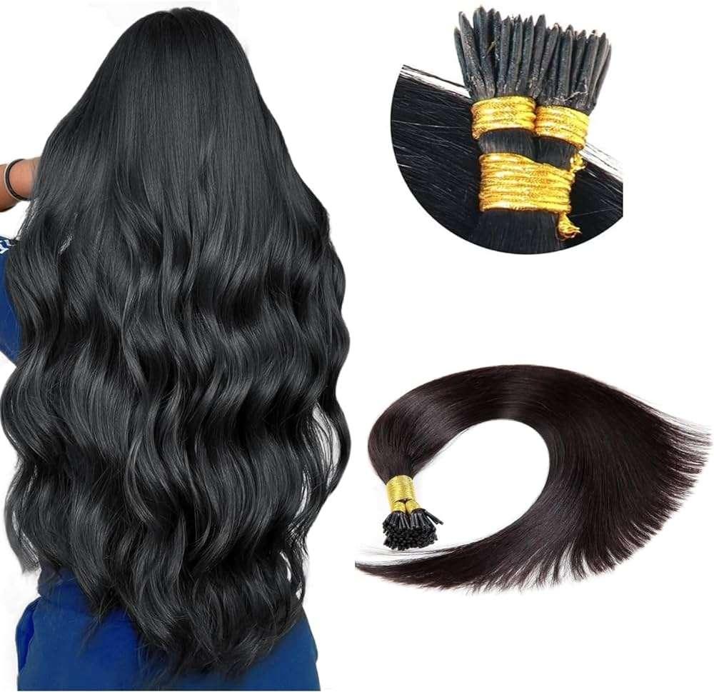 Natural long-lasting permanent hair extensions black