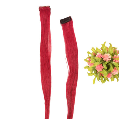 blonde pink hair extensions with a small plant on a white background